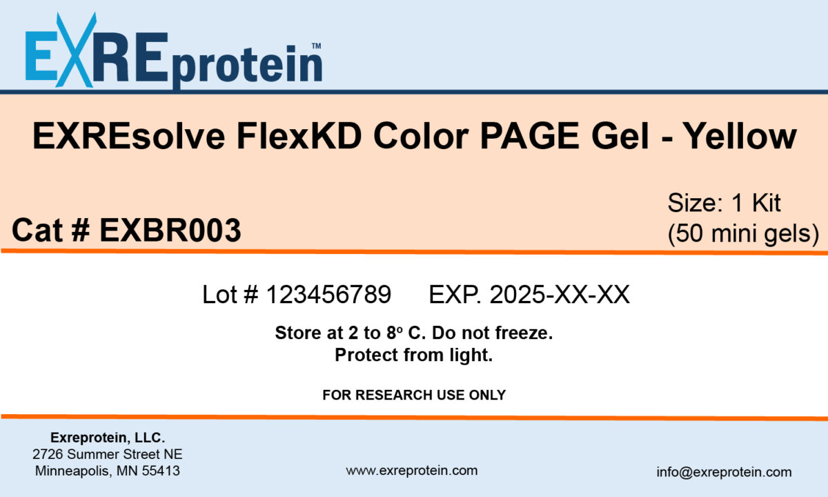 Product label for EXREsolve FlexKD Color PAGE Gel (yellow)