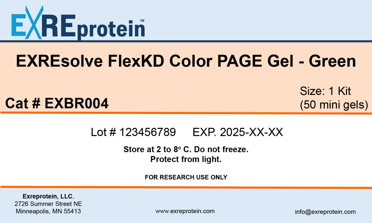 Product label for EXREsolve FlexKD Color PAGE Gel (green)